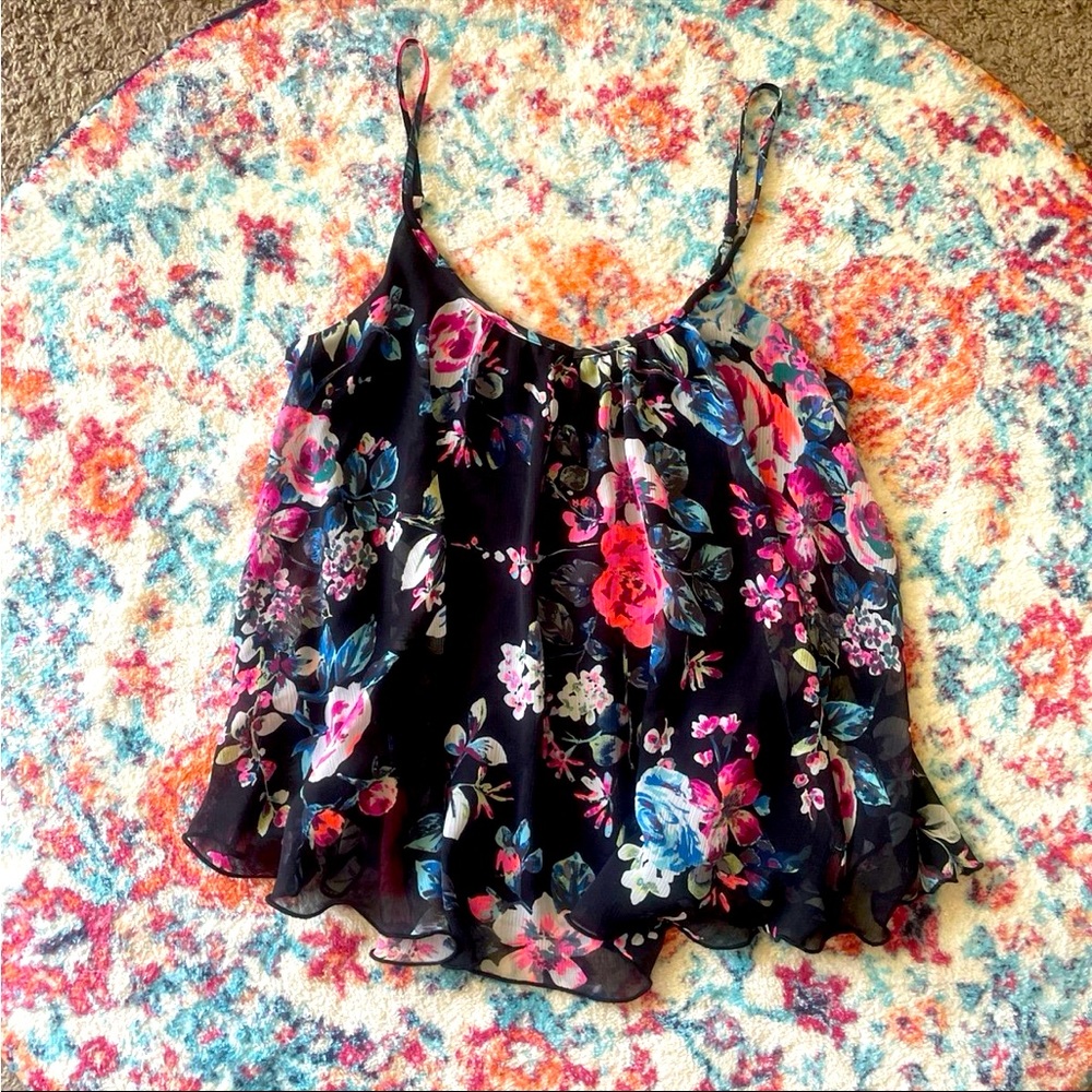Express Flowy Floral Tank XS